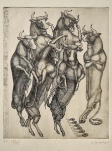 Cuadrilla Eau forte sur papier vitel par J. Granyer signé